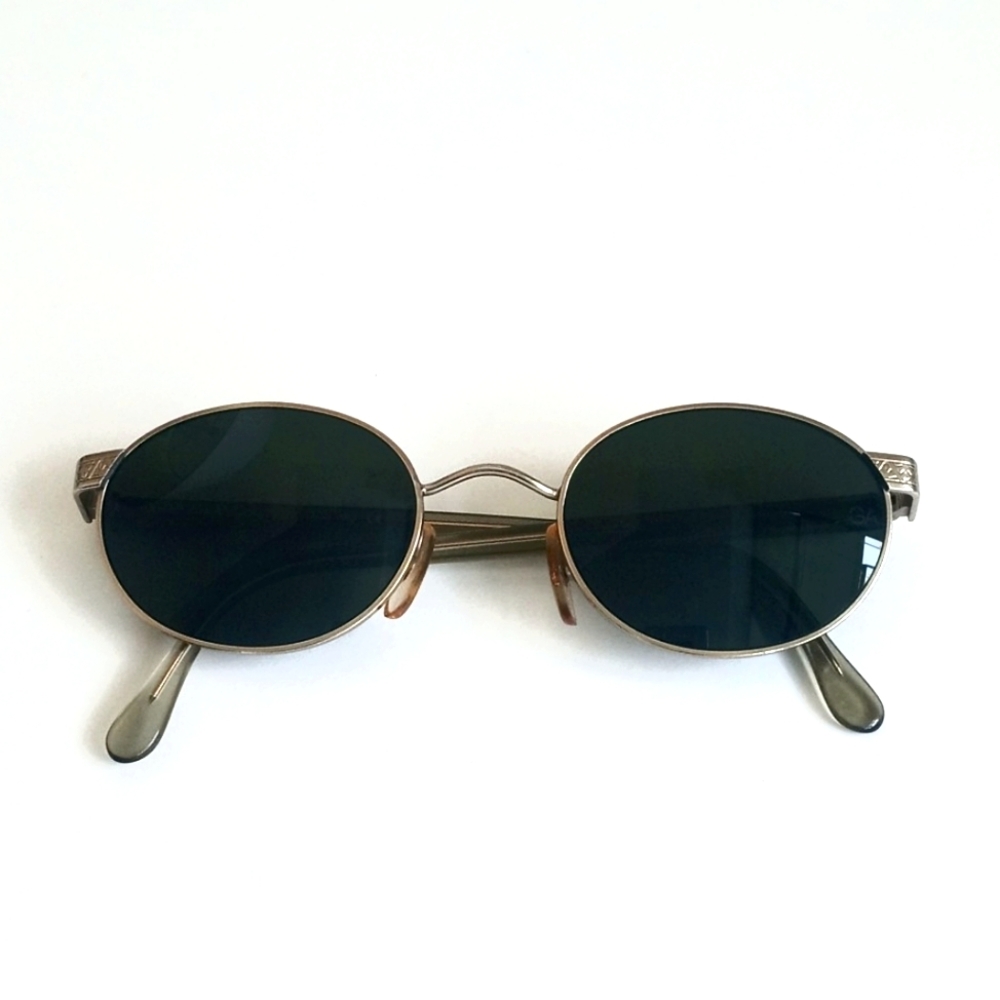 Vintage 90's Giorgio Armani Oval Sunglasses Amber Lenses with Gold Frame